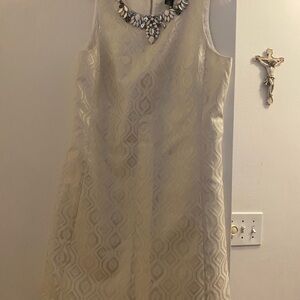 White House Black Market Elegant Cream Sleeveless Dress